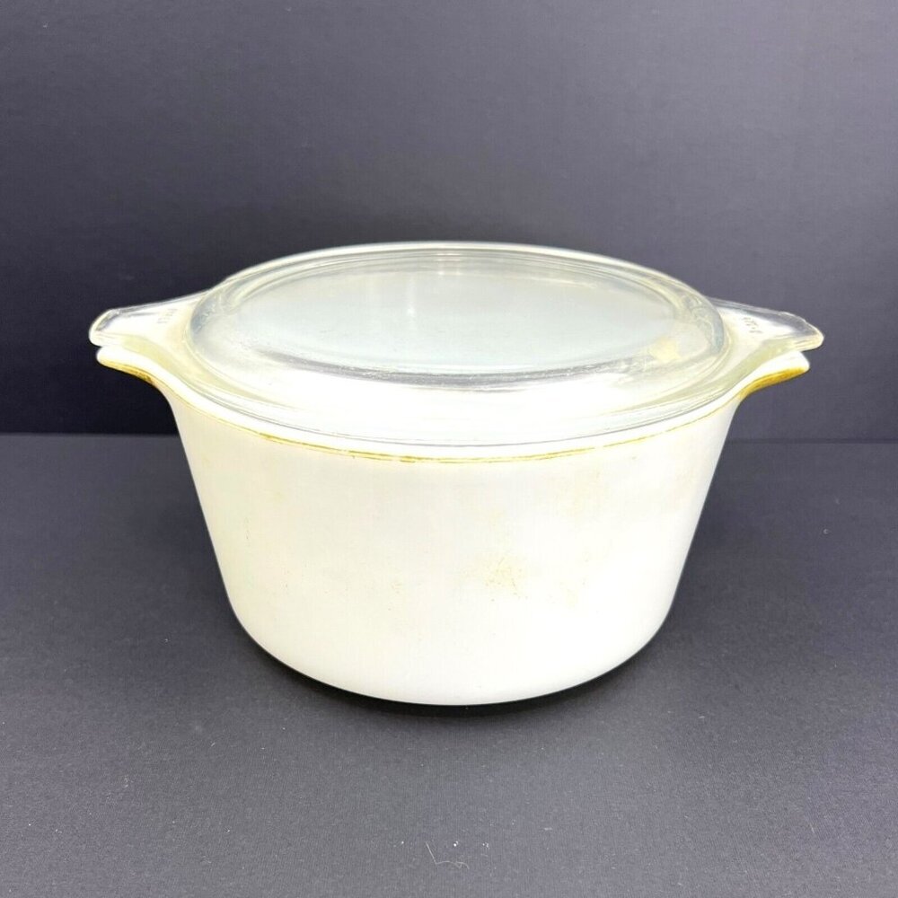 Pyrex #473 Opal White Milk Glass Casserole Dish w Lid #470 Vintage‎ Retro MCM
